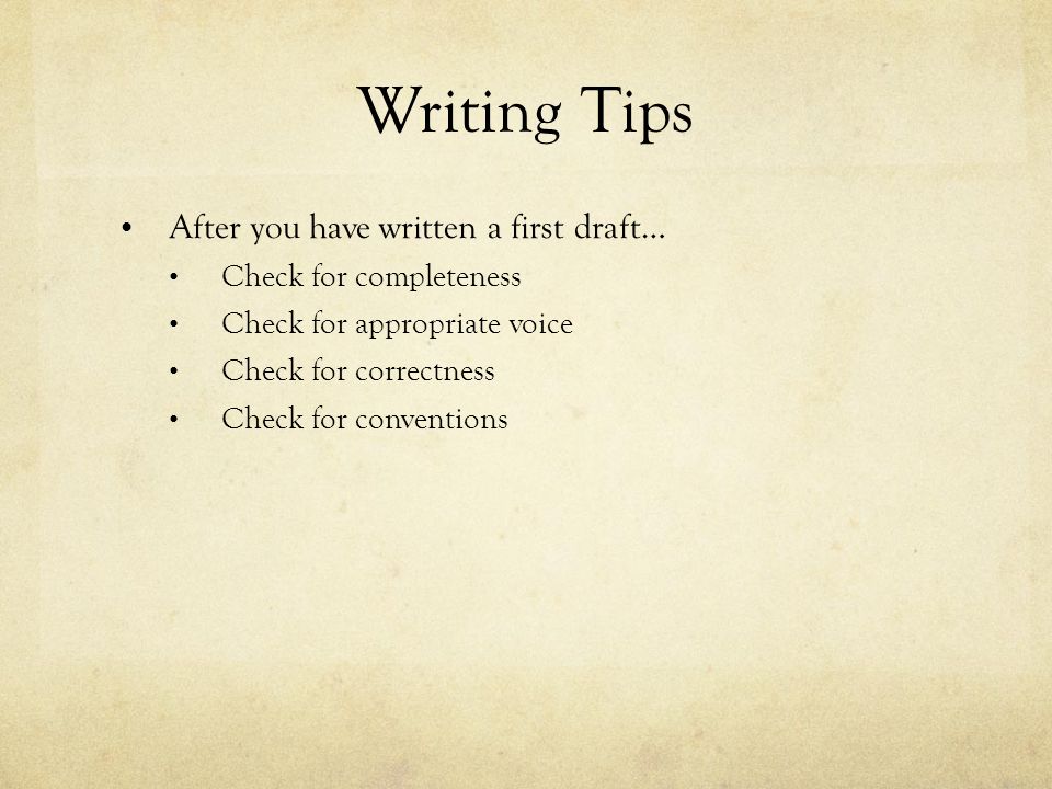 How to write a first draft: A novel approach